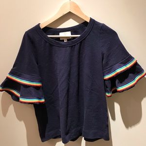 Anthropologie NWT sweatshirt with rainbow sleeves